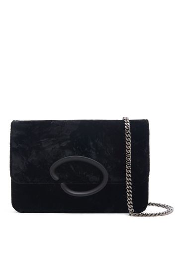 Oscar de la Renta O crushed-velvet shoulder bag - Black