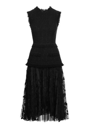 Oscar de la Renta floral-lace tweed midi dress - Black