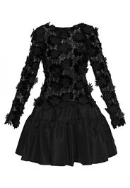 Oscar de la Renta floral appliqué high-neck minidress - Black