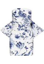 Oscar de la Renta floral-print draped dress - White