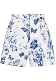 Oscar de la Renta floral-print high-waisted shorts - Blue