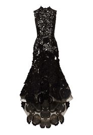 Oscar de la Renta rosette embroidered gown - Black