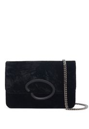 Oscar de la Renta O crushed-velvet shoulder bag - Black