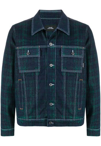 contrast-stitch check shirt jacket