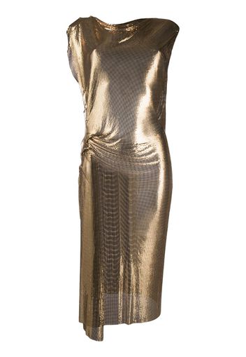 metallic fitted midi dress