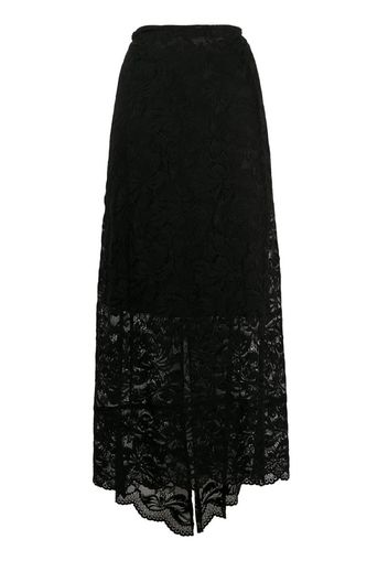 split-hem lace midi skirt