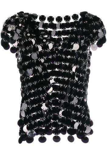 Paco Rabanne paillette disc short-sleeve top - Black