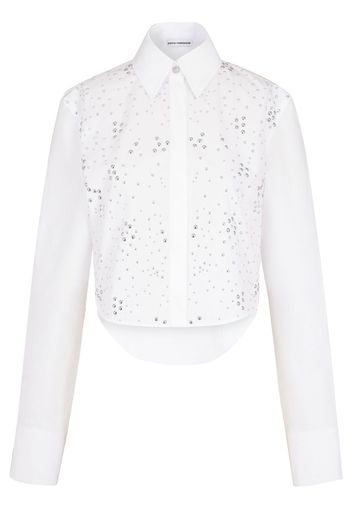 Paco Rabanne stud-embellished cropped shirt - White