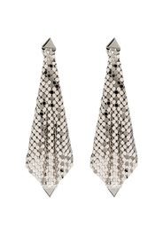 silver tone chain mesh drape earrings