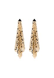 Gold tone draped chain mesh earrings