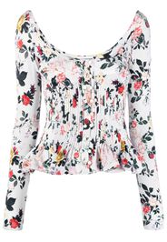 Paco Rabanne floral-print corset-style blouse - White