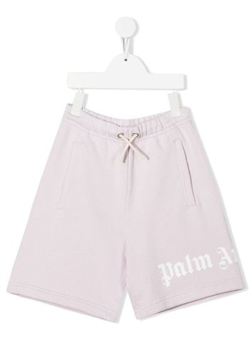 Palm Angels Kids logo-print track shorts - Purple