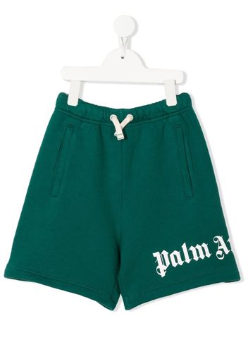 Palm Angels Kids logo-print sweat shorts - Green