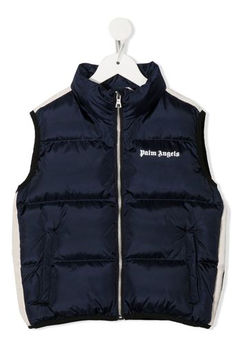 Palm Angels Kids logo-print padded gilet - Blue