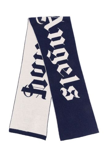 Palm Angels Kids logo-intarsia scarf - Blue