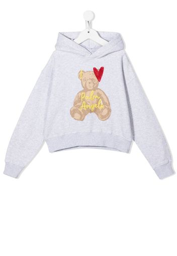 Palm Angels Kids embroidered-logo cotton hoodie - Grey