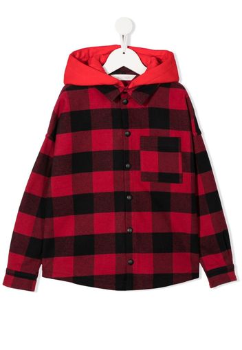 Palm Angels Kids check-pattern hooded jacket - Red