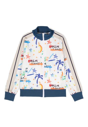 Palm Angels Kids graphic-print logo bomber jacket - Neutrals