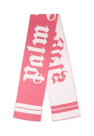 Palm Angels Kids logo-intarsia knitted scarf - Pink