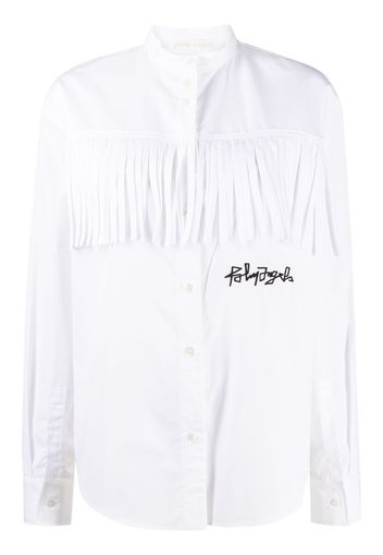 Palm Angels logo embroidered fringed shirt - WHITE BLACK