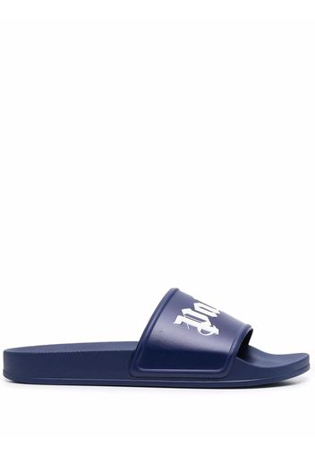 Palm Angels logo-print sliders - Blue