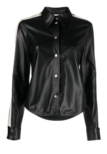 Palm Angels striped leather shirt - Black