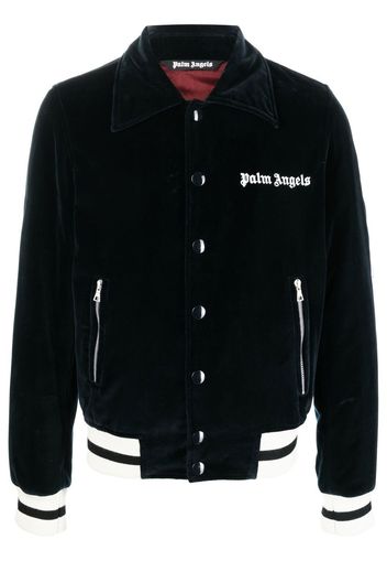 Palm Angels logo-embroidered velvet jacket - Black