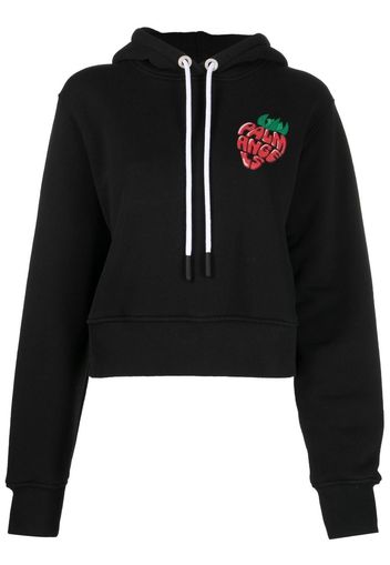 Palm Angels logo-print cropped hoodie - Black