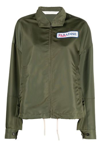 Palm Angels embroidered-logo zip-up jacket - Green