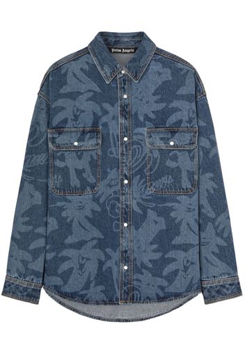 Palm Angels Palmity laser-print denim shirt - Blue