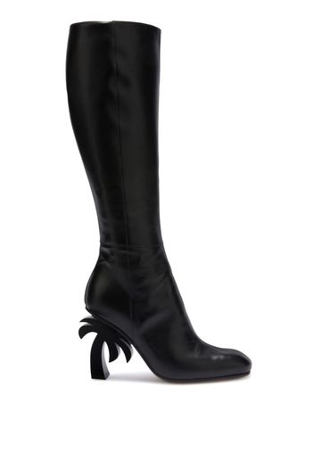 Palm Angels Palm-heel leather knee boots - Black