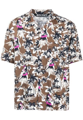 Palm Angels floral-print short-sleeved shirt - Brown