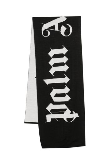 Palm Angels logo-jacquard two-tone scarf - Black