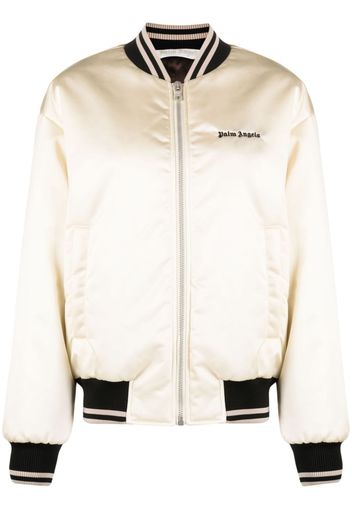 Palm Angels logo-print bomber jacket - Neutrals