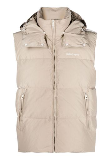 Palm Angels logo-print padded gilet - Neutrals