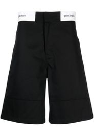 Palm Angels logo-waistband tailored shorts - Black