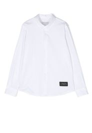 Paolo Pecora Kids logo-patch button-up shirt - White