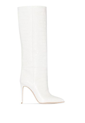 Paris Texas 105mm crocodile-effect knee-high boots - Neutrals