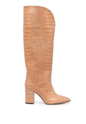 Paris Texas embossed crocodile-effect leather boots - Pink