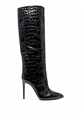 Paris Texas crocodile-effect 105mm knee-high boots - Black