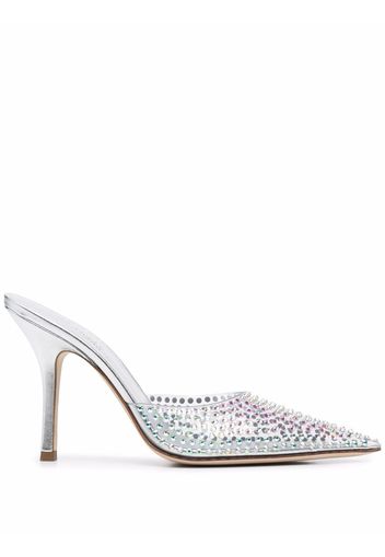 Paris Texas pointed-toe crystal-studded pumps - Silver