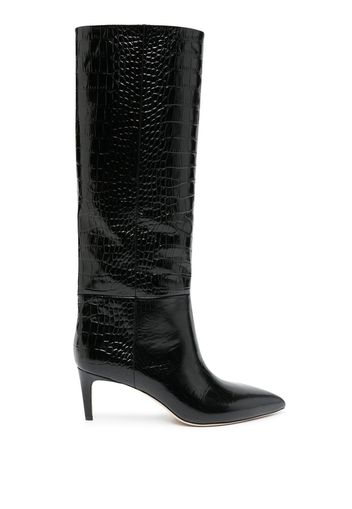 Paris Texas croc-embossed leather boots - Black