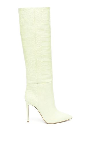 Paris Texas 100mm crocodile-effect leather boots - Green