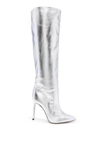 Paris Texas 115mm leather stiletto boots - Silver