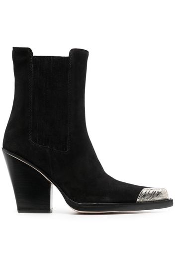 Paris Texas Western-style 100mm suede boots - Black