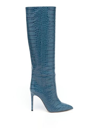 Paris Texas embossed-crocodile 95mm leather knee-high boots - Blue