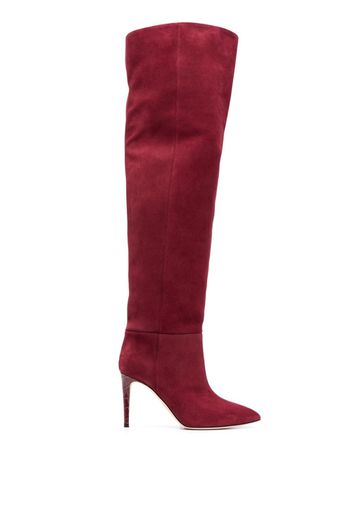 Paris Texas Stiletto 100mm thigh-length suede boots - Red