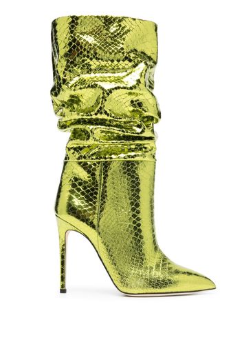 Paris Texas 105mm snakeskin-effect metallic boots - Yellow