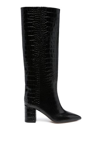 Paris Texas Anja 70mm crocodile-embossed boots - Black