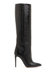 Paris Texas crocodile-effect 105mm knee-length boots - Black